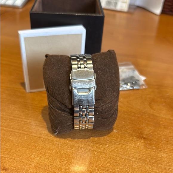 Michael Kors Silver Chronograph Watch with Textured Bezel - Picture 2 of 5